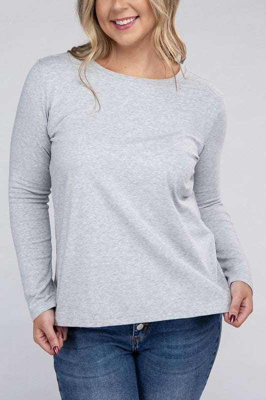 Women's Relaxed Fit Plus Cotton Long Sleeve T-Shirt