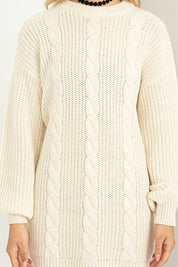 Women's Cozy Cable-Knit Ribbed Mini Sweater Dress