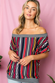 Women's Multi Stripe Off Shoulder Top