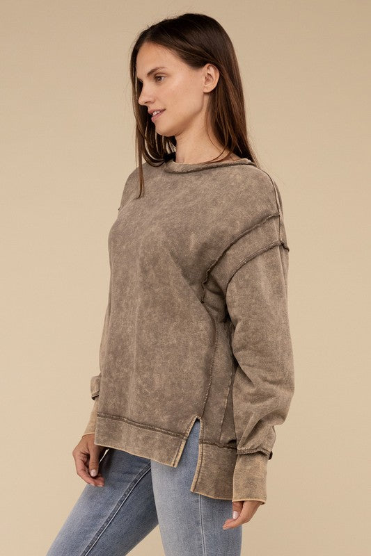 Women's Oversized Acid Wash French Terry Sweatshirt