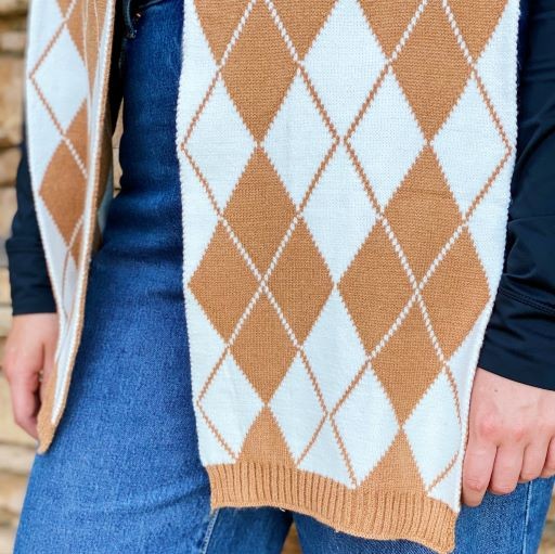 Women's Casual Argyle Knit Scarf