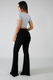 Women's High Rise Black Bell Bottom Jeans