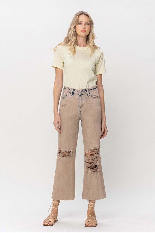 Women's Distressed Vintage Crop Flare Jeans