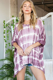 Women's Striped Tie Dye Short Sleeve Tunic