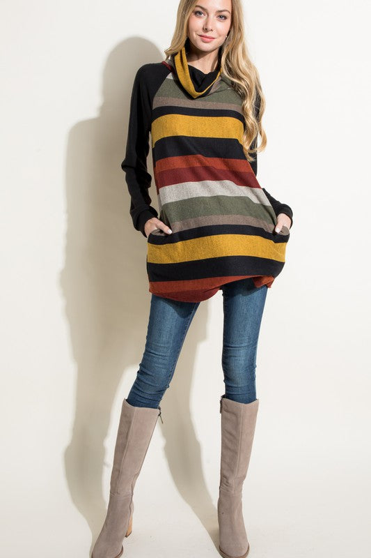 Women's Casual Loose Fit Turtle Neck Tunic Top