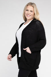 Women's Plus Size Ribbed Knit Oversized Cardigan