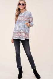 Women's Casual Tie Dye Long Sleeve Hoodie Plus Top