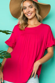 Women's Ruffled Short Sleeve Baby Doll Top