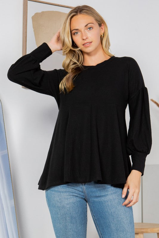 Women's Casual Soft Knit Babydoll Sweater