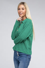 Women's Relaxed Collared Button Front Sweater