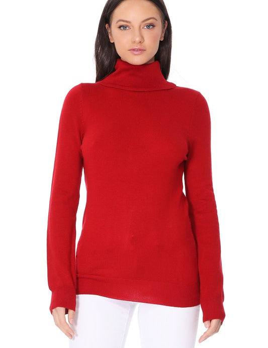 Women's Contemporary Turtleneck Spandex Pullover Sweater