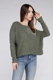 Women's Cozy Ribbed Dolman Long Sleeve Sweater