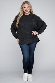 Plus Size Oversized Melange Drop Shoulder Sweater