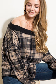 Women's Plaid Off Shoulder Top