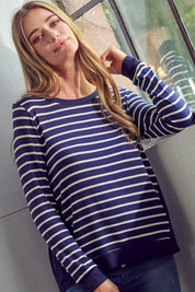 Women's Relaxed Fit Stripe and Solid Mix Top