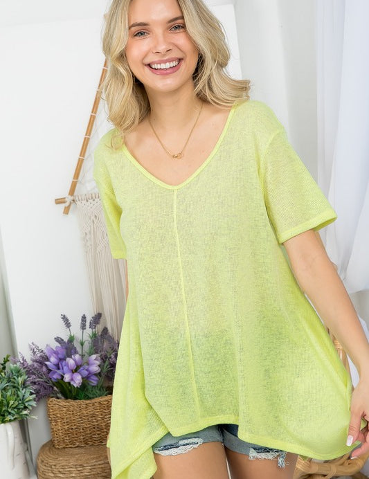 Women's Casual Solid Low Gauge Tunic Top