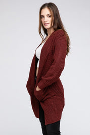 Women's Loose Fit Twist Knitted Open Front Cardigan