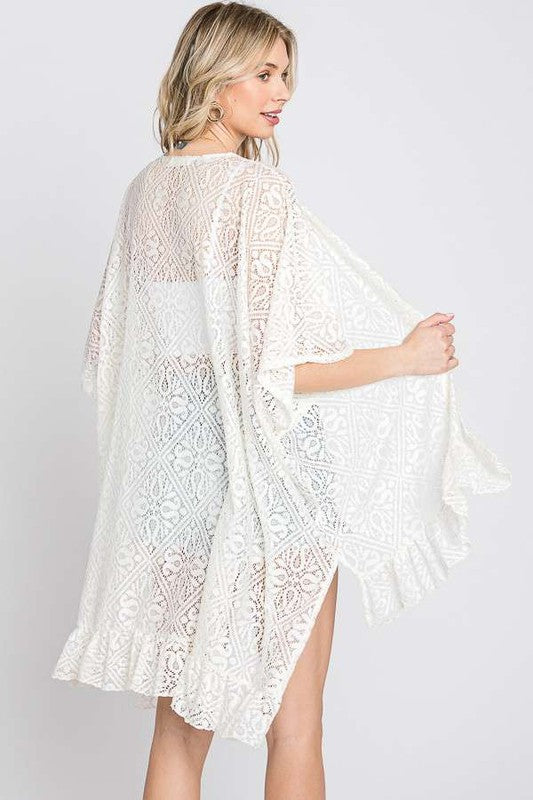 Women's Lace Ruffle Kimono