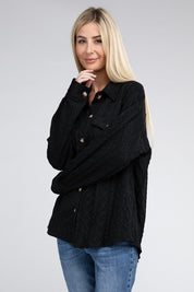 Women's Button Front Stretch Knit Shacket