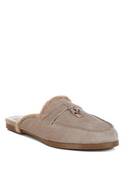 Women's Casual Suede & Faux Fur Slip On Mules