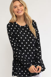 Women's Casual Polka Dot Tunic Top with Ruffle Bottom