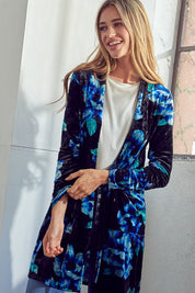 Women's Floral Velvet Open Front Cardigan