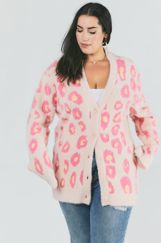 Women's Relaxed Fit Animal Print Long Sleeve Cardigan