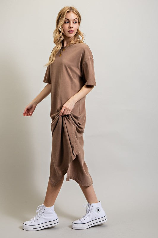 Women's Casual Loose Fit Cotton Midi Dress