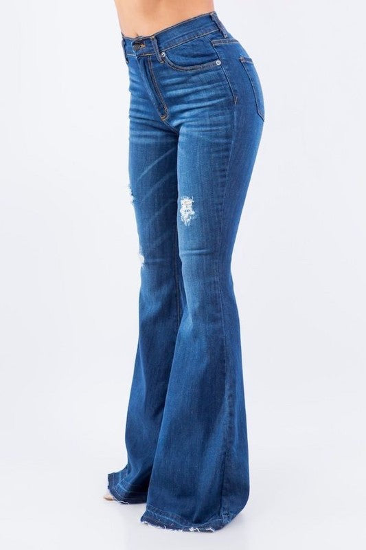 Women's High Rise Bell Bottom Jeans with 36" Inseam