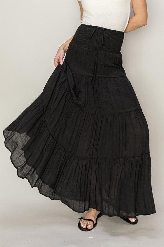 Women's Oversized Boho Tiered Maxi Skirt