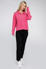 Women's Relaxed Collared Button Front Sweater