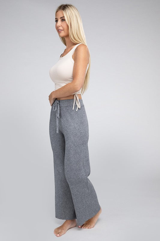 Women's High Waist Solid Knit Pants