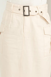 Women's High-Waisted Buckled Belt Cargo Skirt