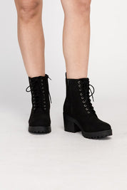 Women's Fuzzy Lace-Up Combat Boots