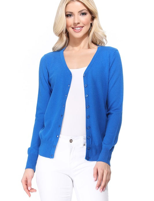 Women's V-Neck Button Down Knit Cardigan Sweater