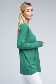 Women's Relaxed Viscose Sweater with Front Pockets