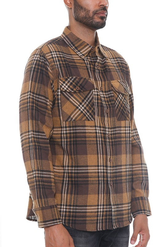 Men's Regular Fit Checker Plaid Flannel Shirt