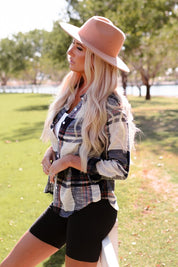 Women's Loose Fit Distressed Plaid Print Shirt