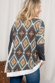 Plus Size Oversized Aztec Print Cozy Top