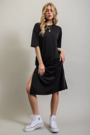 Women's Casual Loose Fit Cotton Midi Dress