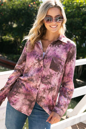 Women's Loose Fit Tie Dye Button Down Shirt