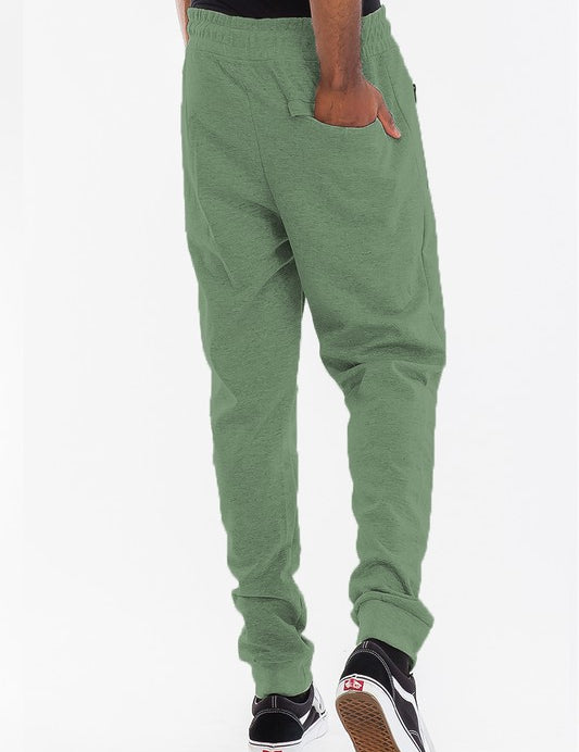 Men's Heathered Joggers with Elastic Waist and Pockets