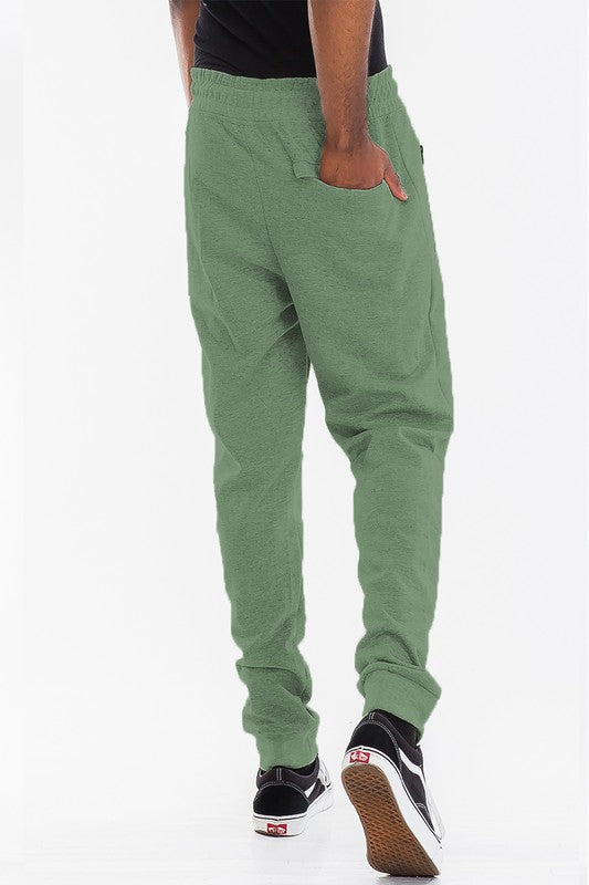 Men's Heathered Joggers with Elastic Waist and Pockets