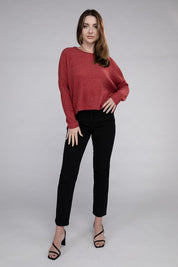 Women's Cozy Ribbed Dolman Long Sleeve Sweater