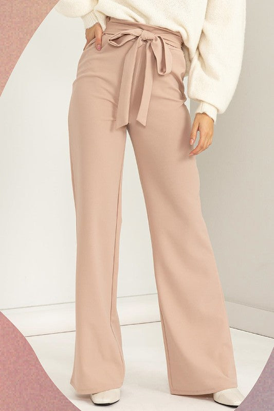 Women's High-Waisted Tie Front Flared Pants