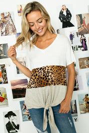 Women's Casual Animal Print Color Block Plus Top