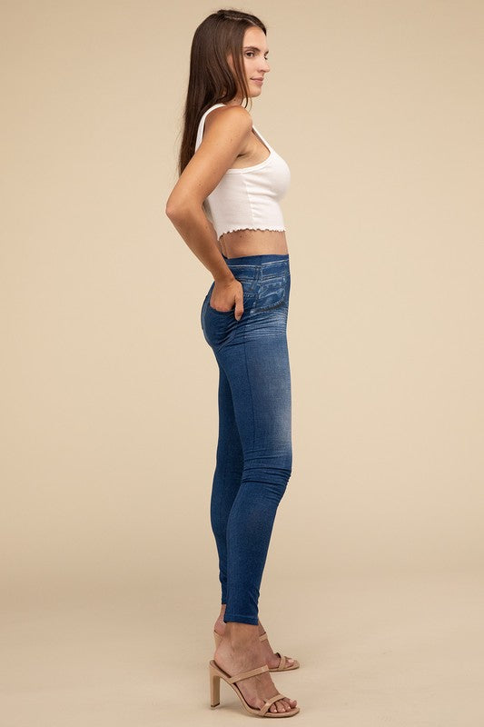 Women's High-Rise Fitted Denim Leggings