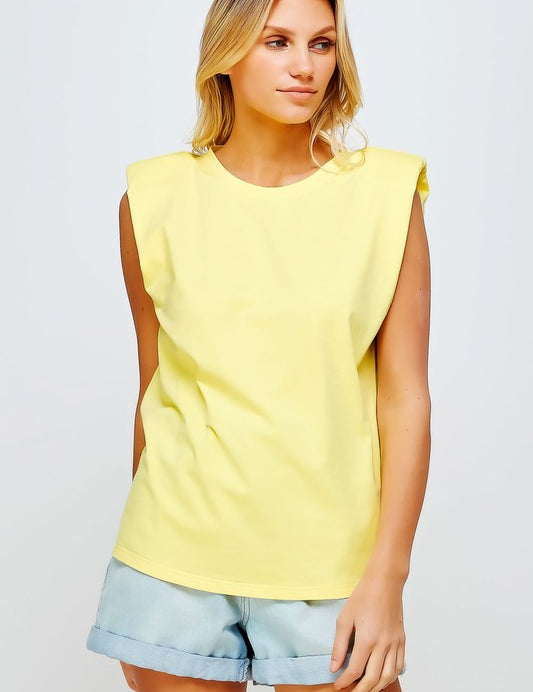 Women's Boxy Sleeveless Shoulder Pad Muscle Tee