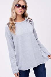 Women's Relaxed Fit Cheetah Print Baseball Top