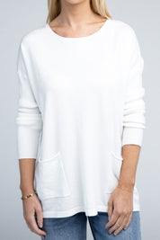 Women's Relaxed Viscose Sweater with Front Pockets